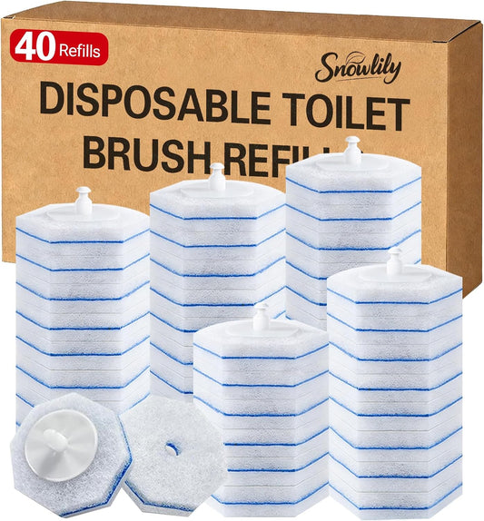 40 Count Toilet Cleaner Refill Pads Compatible with Clorox ToiletWand, High-Density Disposable Toilet Brush Refills for Powerful Scrubbing