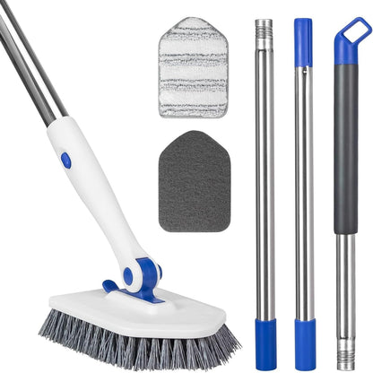 Pool Brush Floor Scrub Brush with 52" Adjustable Long Handle,Shower Swimming Pool Brush for Glass Doors,Bathroom,Kitchen,Tile,Car Glass,Marble Floors