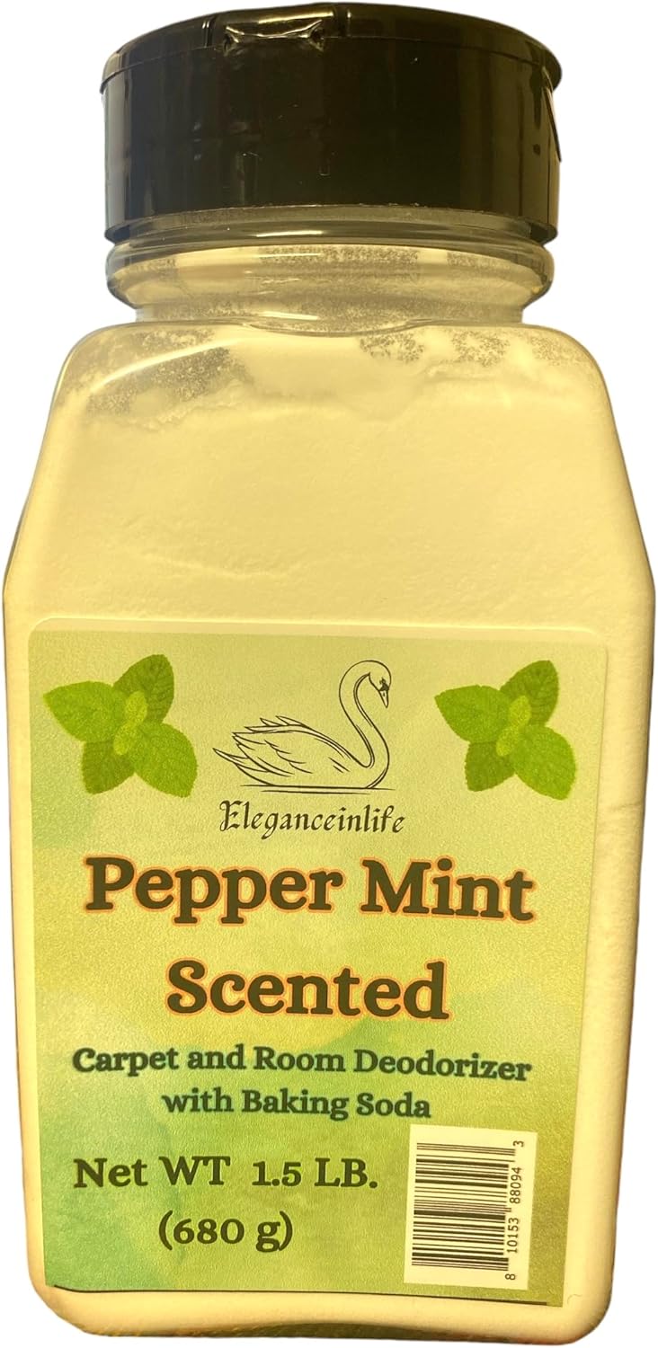 Eleganceinlife Peppermint Scented Carpet and Room Deodorizer with Baking Soda, 1.5 LB (680 g) Each - Fresh Mint, Odor Neutralizer, Pack of 2