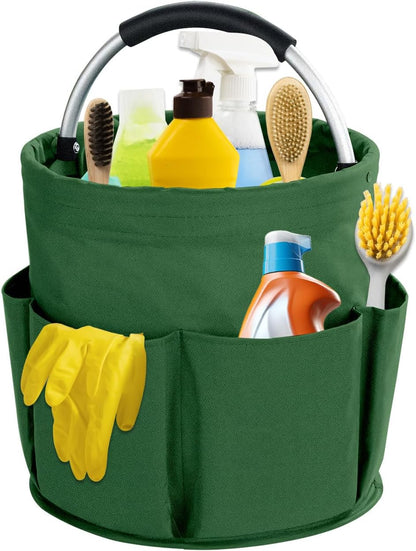 17L Cleaning Caddy with Handle, Cleaning Supplies Organizer, Foldable Storage Basket, Cleaning Supply Caddy, Portable Multi Cleaning Bucket Bag for Home, Garden (Pink)
