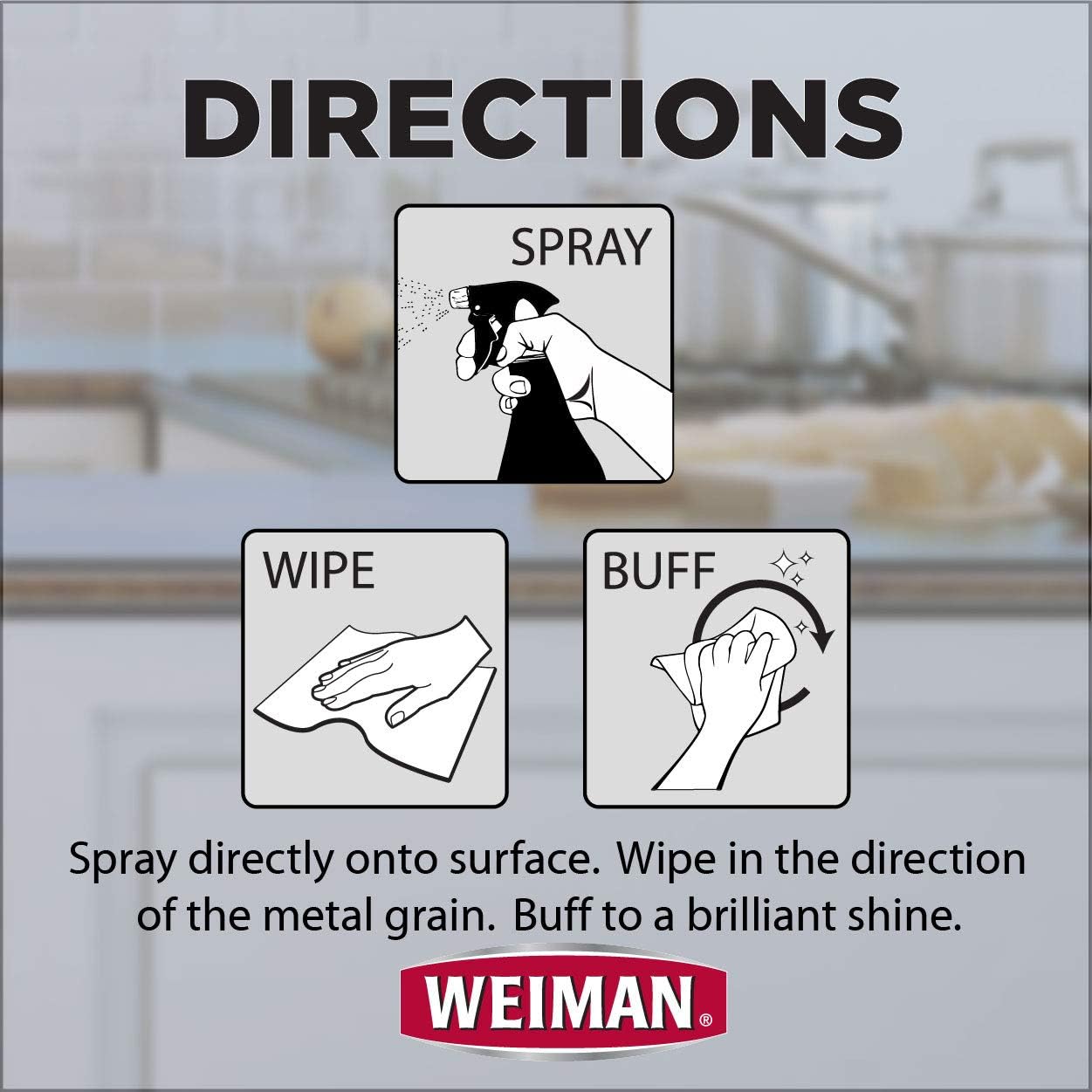 Weiman Stainless Steel Cleaner and Polish Trigger Spray, 12 Fl Oz (Pack of 6)