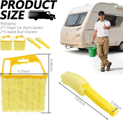 4PCS Car Blind Cleaner Duster Tool for Air Vents,Detachable 7 Fingers + 3-Jawed Car Duster Interior Set with Non-Slip Handle,2026 New Cars Cleaning Brush as Cars Cleaning Supplies