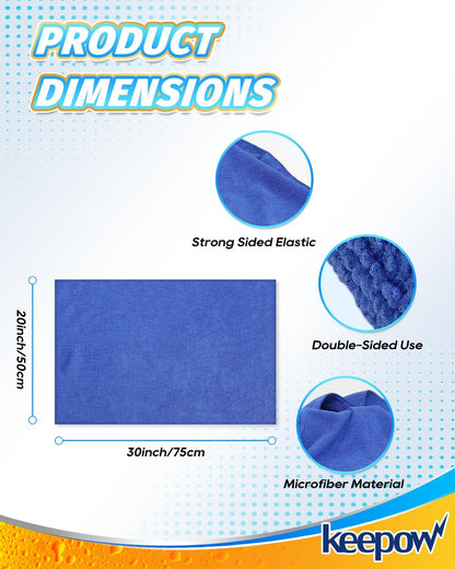 KEEPOW 6PCS Extra Large Microfiber Cleaning Cloth, 30"x20" Washable Reusable Floor Cloth for Squeegee Mop House Floor Kitchen Car Window Highly Absorbent, Lint and Streak Free (Green & Blue & Grey)
