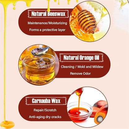 Natural Beeswax Essential Orange Oil Wood Conditioner, Micro-molecularized Floor Polish Repairing Care Beeswaxs Spray for Furniture Polish and Cleaner, Restore Spray for Floors (3)