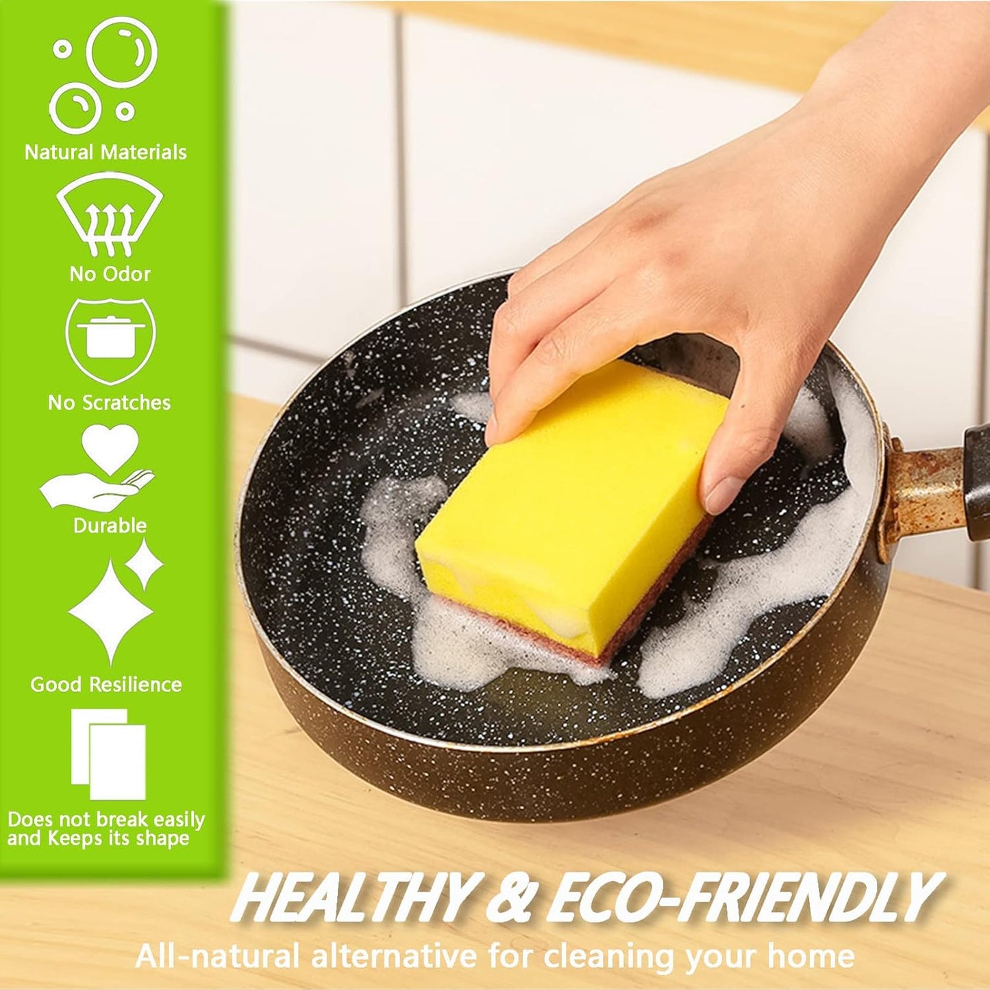 Kitchen Cleaning Sponges, 6 Pack Heavy Duty Scrub Sponges Cleans Fast Non-Scratch Sponge for Washing Dishes and Cleaning Kitchen (Black)
