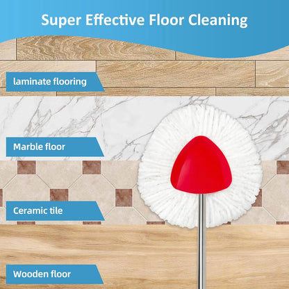2 Pack Spin Mop Replacements Head Compatible for O ceda EasyWring 1 Tank System, Microfiber Mops Refills Hardwood Floor Cleaning, Base and 30-58in Handle Set Combo