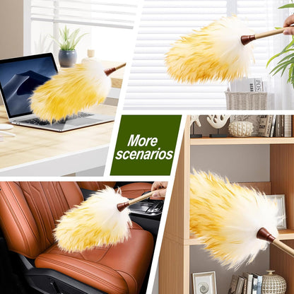 Extendable Lambswool Duster 25-64" Retractable Telescopic Handle Removable Head Multi-Surface Cleaning Tool for Ceiling Fans, Windows, High Walls, and Hard-to-Reach Areas (2pcs)