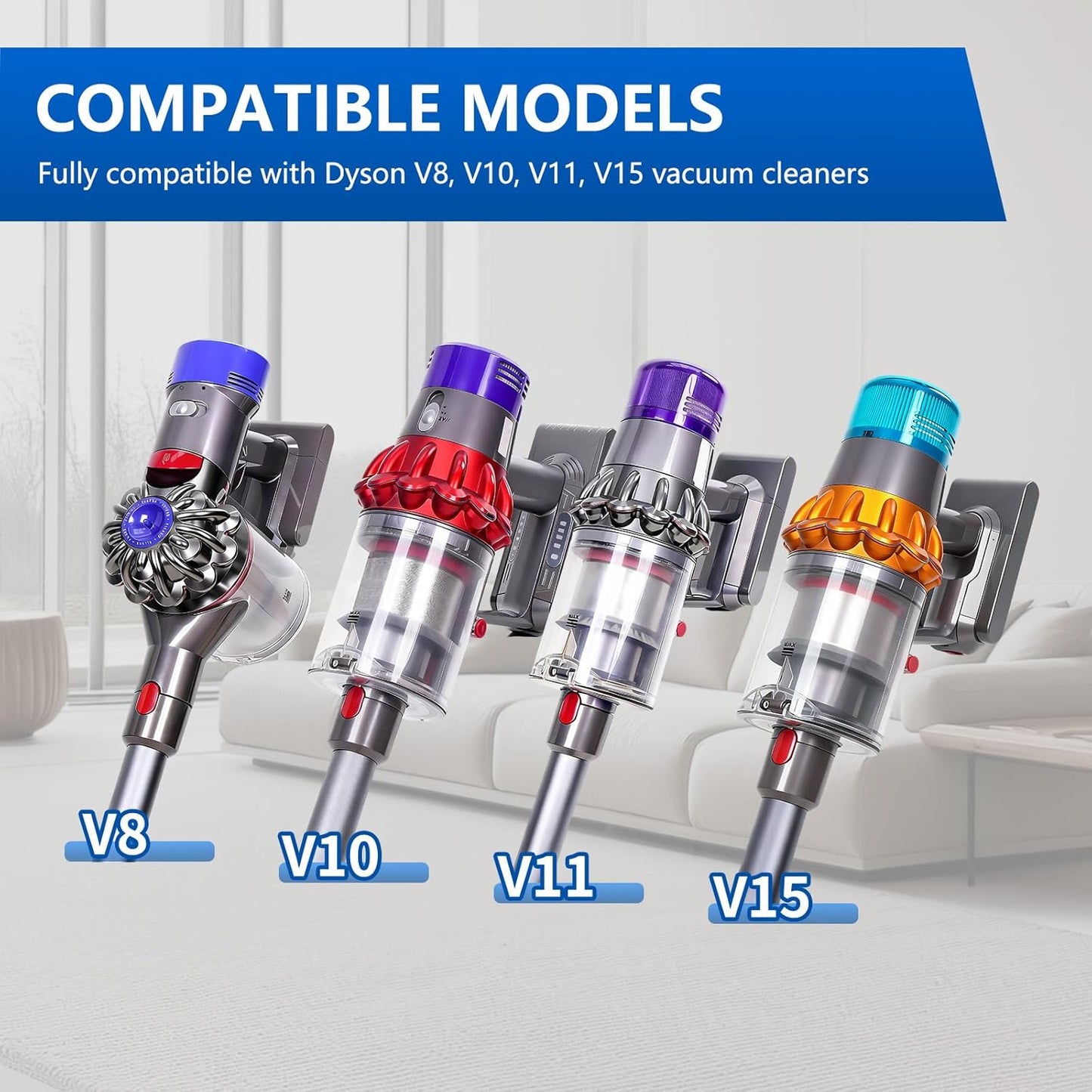 Vacuum Head Replacement Compatible with Dyson V8 V10 V11 V15 Vacuum Cleaner Upgrade Anti-Tangle Replacement Cleaner Head with Adjustable Suction Green Light Suitable for Hardwood Floor