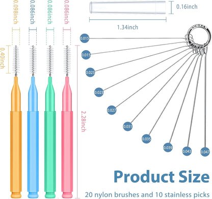 Lumkew Multiszie Shower Head Cleaner Tool, Shower Head Cleaning Brush for Small Hole Nozzle with Storage Boxes, Showerhead Cleaner Picks Unclogger for Household Bathroom, 30 Pcs
