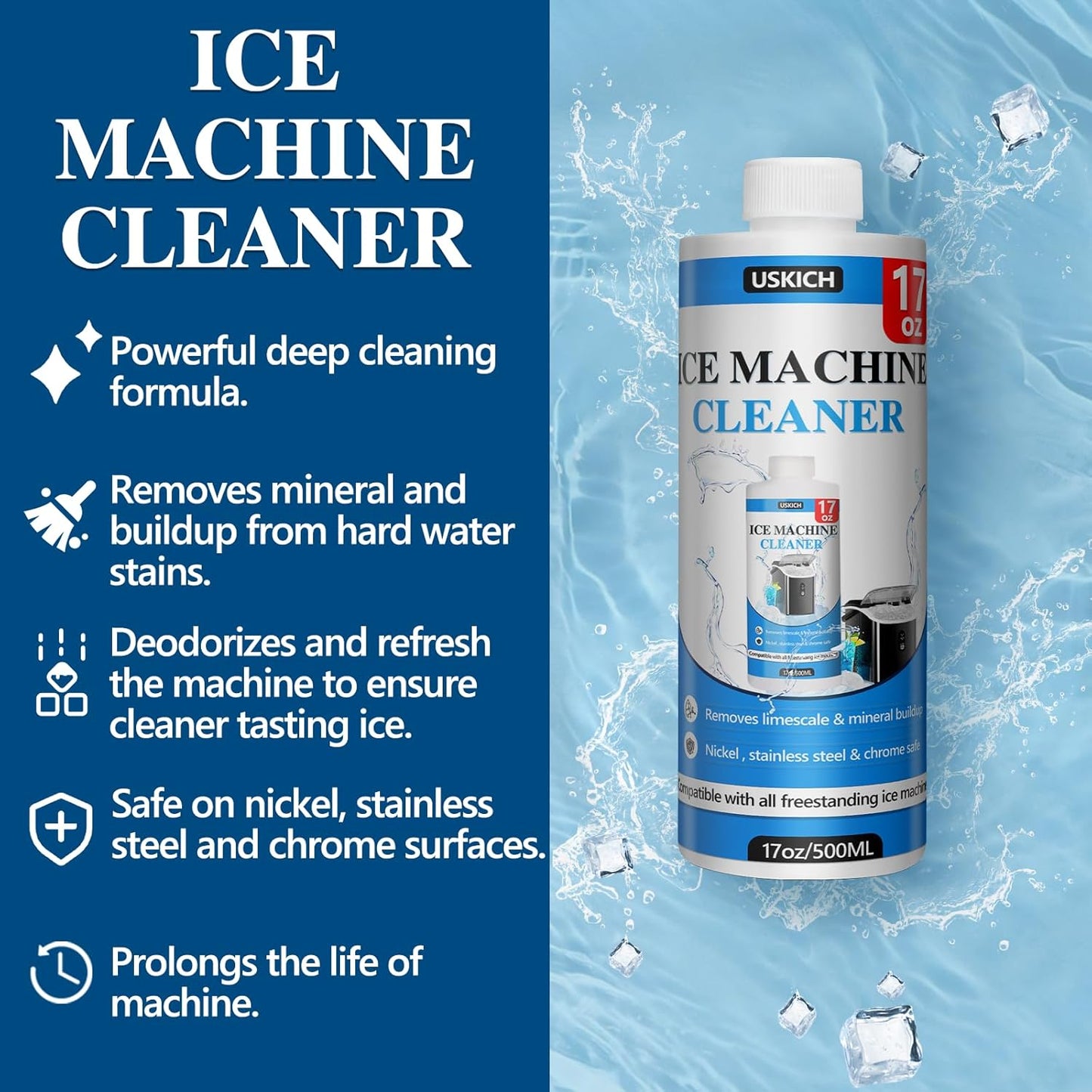 Ice Machine Cleaner Descaler Tablets-36Pack Ice Maker Cleaner Compatible with Frigidaire, Opal, GE Profile, Kitchenaid, Nickel Safe Scale Remover for Countertop, Nugget Ice Makers