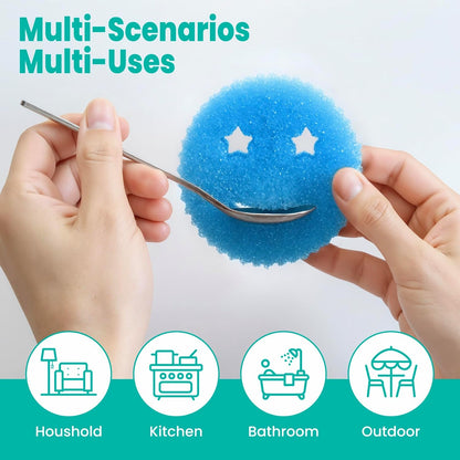 Scrub Sponge Dish Scrubber, Non Scratch Multipurpose Sponges, Temperature Controlled Dual Sided Cleaning Pads, Durable BPA Free and Odor Resistant Polymer Foam, Safe for Kitchen, Bathroom