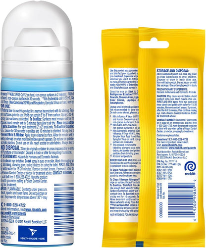 Lysol To Go Bundle - 1.5 Ounce Crisp Linen Disinfectant Spray and Lemon Lime Disinfecting Wipes Flat Pack