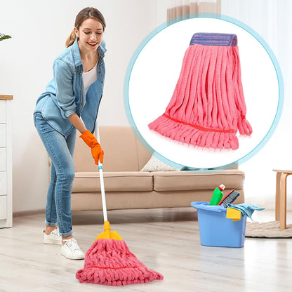 Lallisa 4 Pcs Commercial Mop Head Replacement Tube Microfiber Industrial Looped End Mop Heads Refill for Floor Cleaning for Home Commercial Industrial Use(Large,Blue)