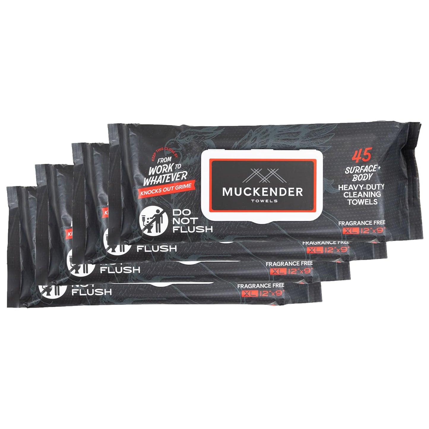Muckender Heavy Duty Cleaning Wipes – Paint Prep & Degreasing – Flat Pack Travel Size Hand & Tool Cleaning Towels – Eco-Friendly, Unscented – (180 ct Flat Pack)