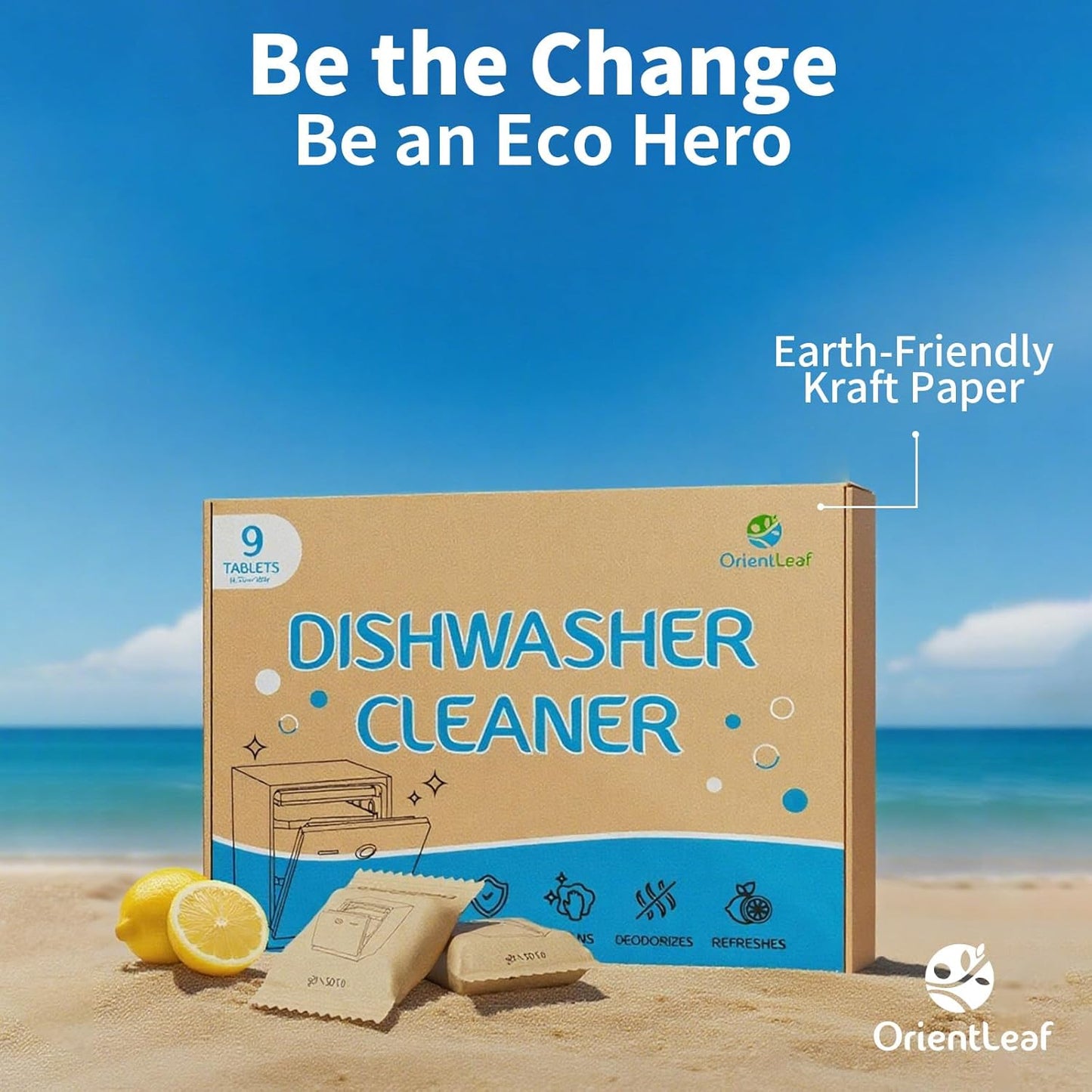 ORIENTLEAF Dishwasher Cleaning Tablets, Lemon Scent 9 Month Supply, Dishwasher Cleaner and Deodorizer, Dish washer Descaler