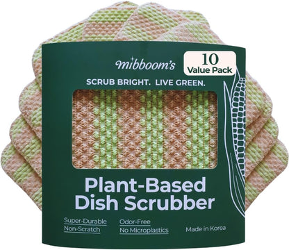 mibboom's Dish Scrubbers – Non-Scratch, Reusable Kitchen Sponges for All-Purpose Cleaning, Made in Korea, 4 Pack (7.6 x 7.4 in)