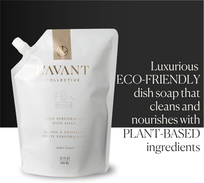 L'AVANT Collective High Performing Dish Soap Refill | Plant-Based Ingredients & High Performing Formula | Notes of Bergamot, Orange Blossom, Amber, Cedar | Blushed Bergamot Scent 32oz