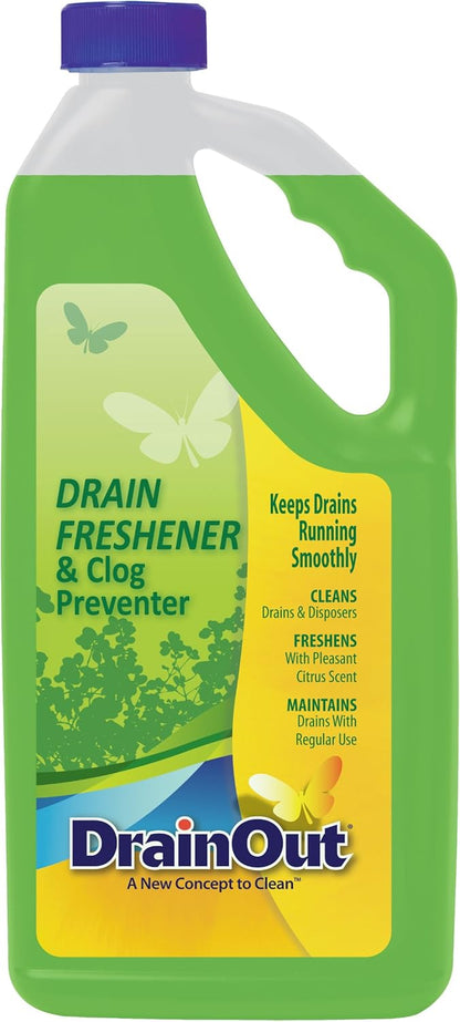 OUT Drain Cleaner & Odor Eliminator, Clog Preventer and Buildup Remover, Fresh Citrus, 32 Ounce