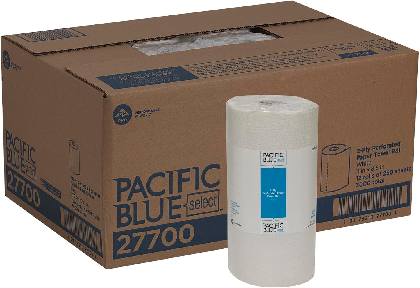 Georgia-Pacific Pacific Blue Select 2-Ply Perforated Roll Paper Towel, White, 85 Sheets Per Roll, 30 Rolls Per Case, 27385