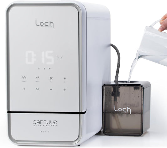 Capsule Dishwasher - Solo | Countertop Dishwasher - 7 Programmes, Touch Control, Auto-drying, Baby Care & Fruit Wash, No Plumbing Required, 15min Wash Cycle - Perfect for Small Kitchens, Campervans