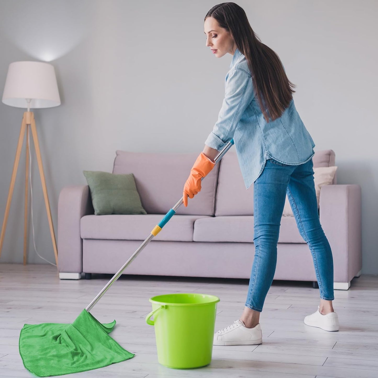 SmoothNovelty 10 Pcs Extra Large Microfiber Cloth 30" x 20" Large Floor Microfiber Towel Reusable Washable Free Lint Free Cloth Rag for Squeegee Mop Floor Window Housekeeping (Bright Color)