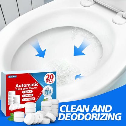 USKICH 20 Pack Toilet Bowl Cleaner Tablets,Blue Automatic Toilet Tank Cleaners, Long-Lasting Household Toilet Cleaners,Toilet flush Cleaning & Deodorizer