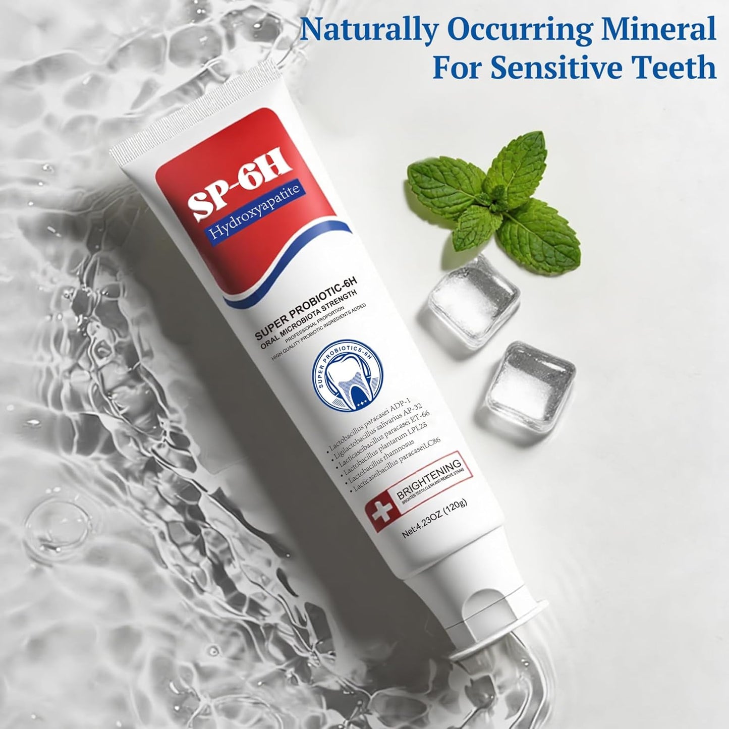 7.5% Nano Hydroxyapatite Toothpaste, SP-6 Probiotic Toothpaste, Helps Remineralize, Strengthens Enamel, Dentist-Formulated Whitening Toothpaste for Sensitive Teeth, Fluoride-Free, 4.23 oz 2Pack