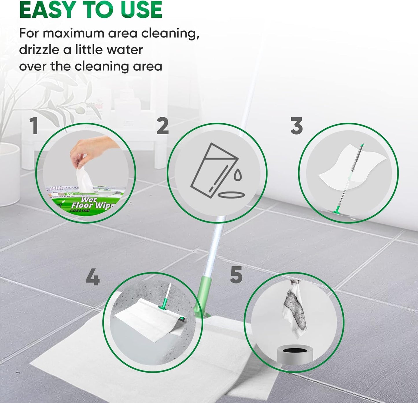 Yugi XXL Wet Floor Wipes For Squeegee Stick,Multi Surface Cleaning Wipes,Fresh Aroma Scent,Huge Disposable Wipes (27.5" x 15.7"),Extra Thick,(3 Packs- 30 wipes)