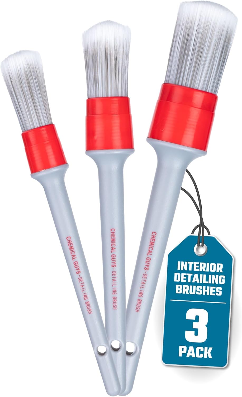 Chemical Guys Boars Hair Detailing Brush - Gentle Scratch-Free Cleaning for Wheels, Grilles, Emblems, and Interior Surfaces - Versatile Multi-Purpose Auto Detailing Brush for Deep Cleaning - Acc_S90