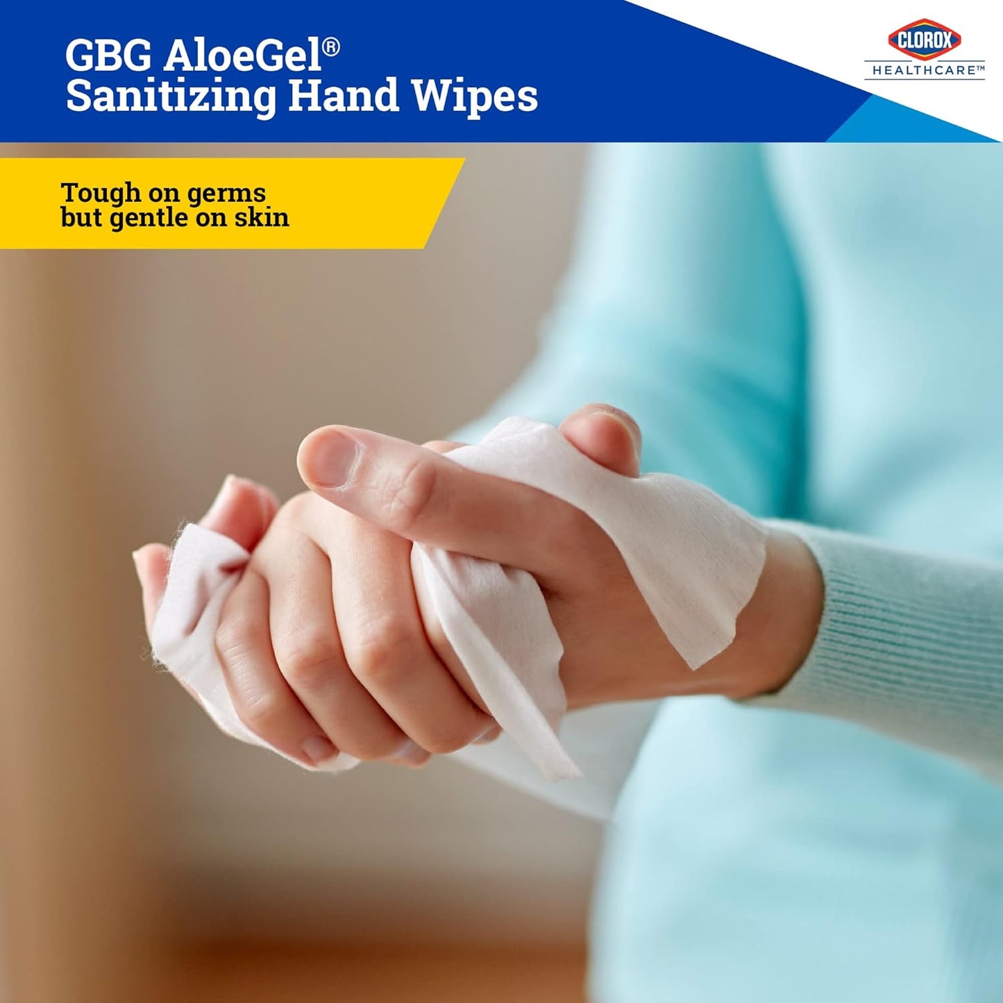 Clorox Healthcare GBG AloeGel Hand Sanitizer Wipes, Bleach-Free Sanitizing Wipes for Hands with 71% Ethyl Alcohol and Aloe - FDA Registered, Resealable Travel Pouch, 20 Count