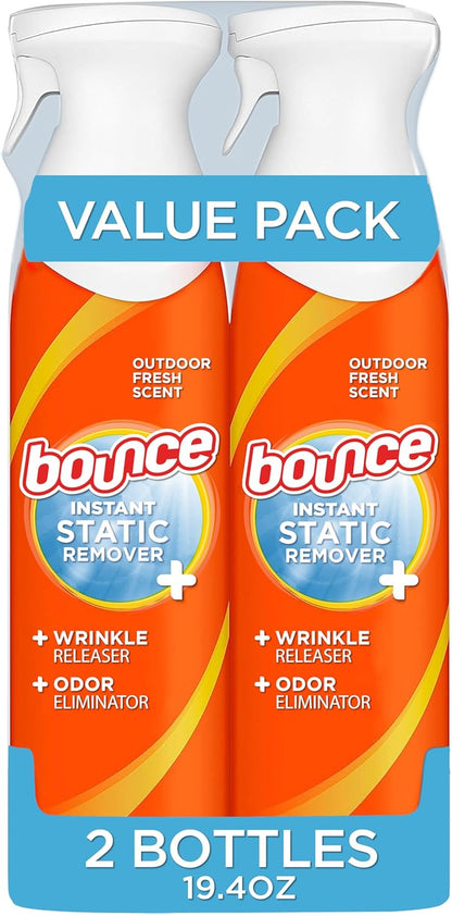 Bounce Rapid Touch-Up 3 in 1 Wrinkle Releaser Clothing Spray, Fabric Refresher, Odor Eliminator & Anti Static, 9.7 ounces (Pack of 2)