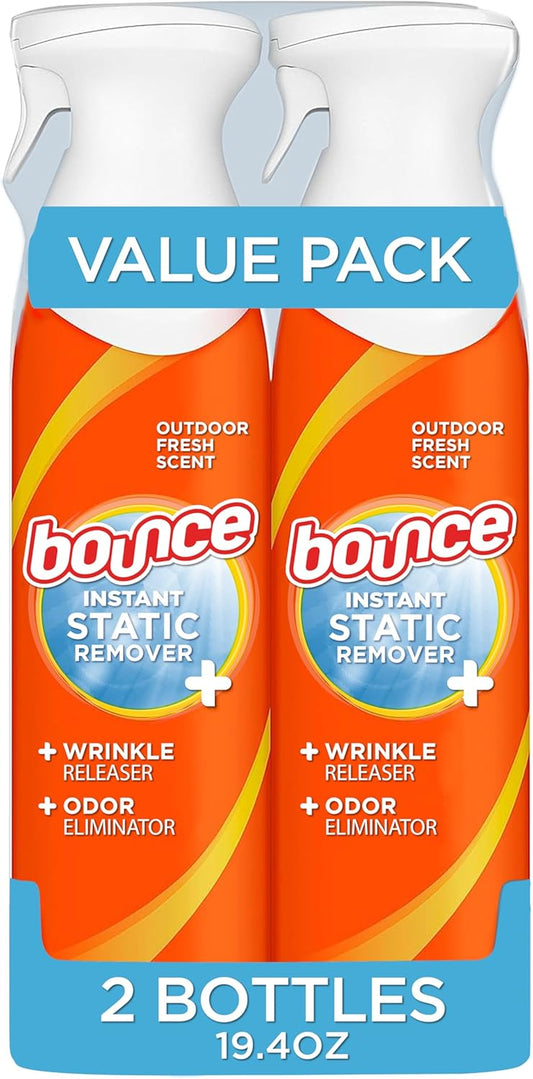 Bounce Rapid Touch-Up 3 in 1 Wrinkle Releaser Clothing Spray, Fabric Refresher, Odor Eliminator & Anti Static, 9.7 ounces (Pack of 2)
