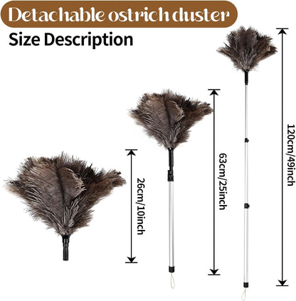 Natural Ostrich Feather Duster 14.9 inch Fluffy Mini Dusters with Plastic Handheld for Cleaning Car Keyboard Office 1 Pcs
