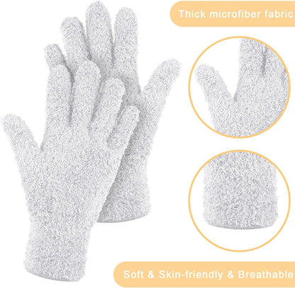 Patelai 3 Pairs Microfiber Plant Dusting Gloves Leaf Cleaning Gloves for Indoor Plants, Blinds, Furniture, House (Green Yellow,Blue,Pink,Medium)