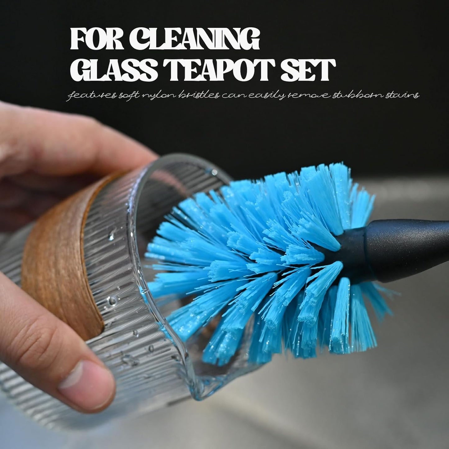 4 Pack Straw Cleaner Brush Set with Long Handle Stainless Steel Bottle Brush, 3 Straw Brushes, Kitchen Brush for Cleaning Water Bottle, Cups, Straws, Blue