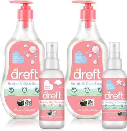 DREFT Bottle and Dish Soap | Made to Clean Baby Bottles, Sippy Cups, Pacifiers, Breast Pumps, & More | Gently Removes Milk Film & Odors | Plant Based, Fragrance Free Dish Soap | 18 Fl Oz (Pack of 3)