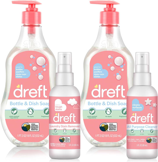DREFT Bottle and Dish Soap | Made to Clean Baby Bottles, Sippy Cups, Pacifiers, Breast Pumps, & More | Gently Removes Milk Film & Odors | Plant Based, Fragrance Free Dish Soap | 18 Fl Oz (Pack of 3)