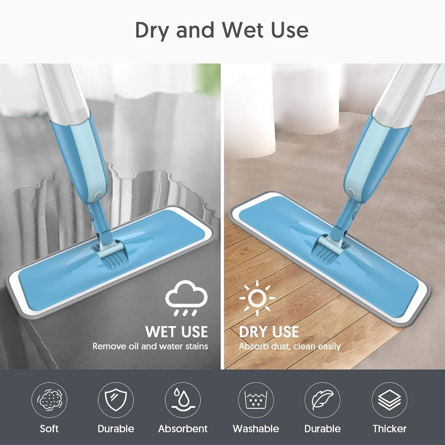 7 Count Reusable Mop Pads for Swiffer PowerMop -MEXERRIS Microfiber Wet Mops Refills PowerMop Pads Refills Machine Washable Hard Floor Mop Pads Replacement for 13''-15'' Spray Floor Mops