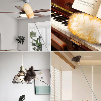 Extendable Cleaning Duster,66.9Inch Telescoping Feather Dusters with Stainless Steel Extension Pole for Cleaning High Ceiling Fan, High Ceilings,Furniture