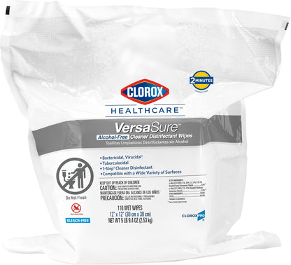 Clorox Healthcare VersaSure Cleaner Disinfectant Wipes, 110 Count Refill, 2 Refills/Case