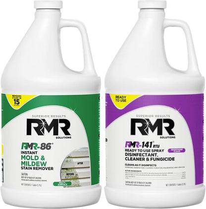 RMR Brands DIY Mold & Stain Remover Bundle, Complete Mold Killer & Mildew Prevention Kit, Disinfectant Spray, Includes 2-32 fluid ounce Bottles