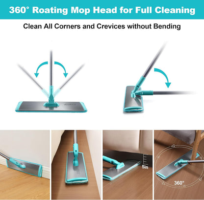 JOYMOOP 18 Inch Dust Mop for Hardwood Floors, Heavy Duty Industrial Wet Dry Mops with Telescopic Handle, Includes 5 Microfiber Mop Pads
