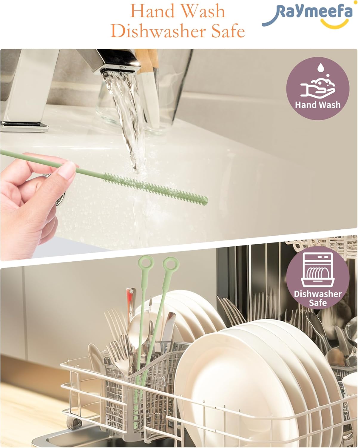 Straw Cleaner Brush Set - Raymeefa Scratch-Free Detail Cleaning for Reusable Straws & Tumblers (Blue)