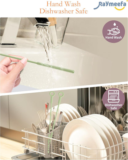 Straw Cleaner Brush Set - Raymeefa Scratch-Free Detail Cleaning for Reusable Straws & Tumblers (Blue)