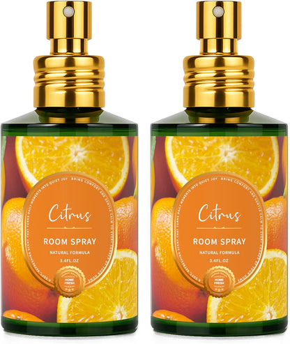 Linen Room Spray 2 Pack, 3.4oz/100ml Each – Long-Lasting Air Freshener & Odor Eliminator for Home, Bathroom, Bedroom & Office, Concentrated Room Spray