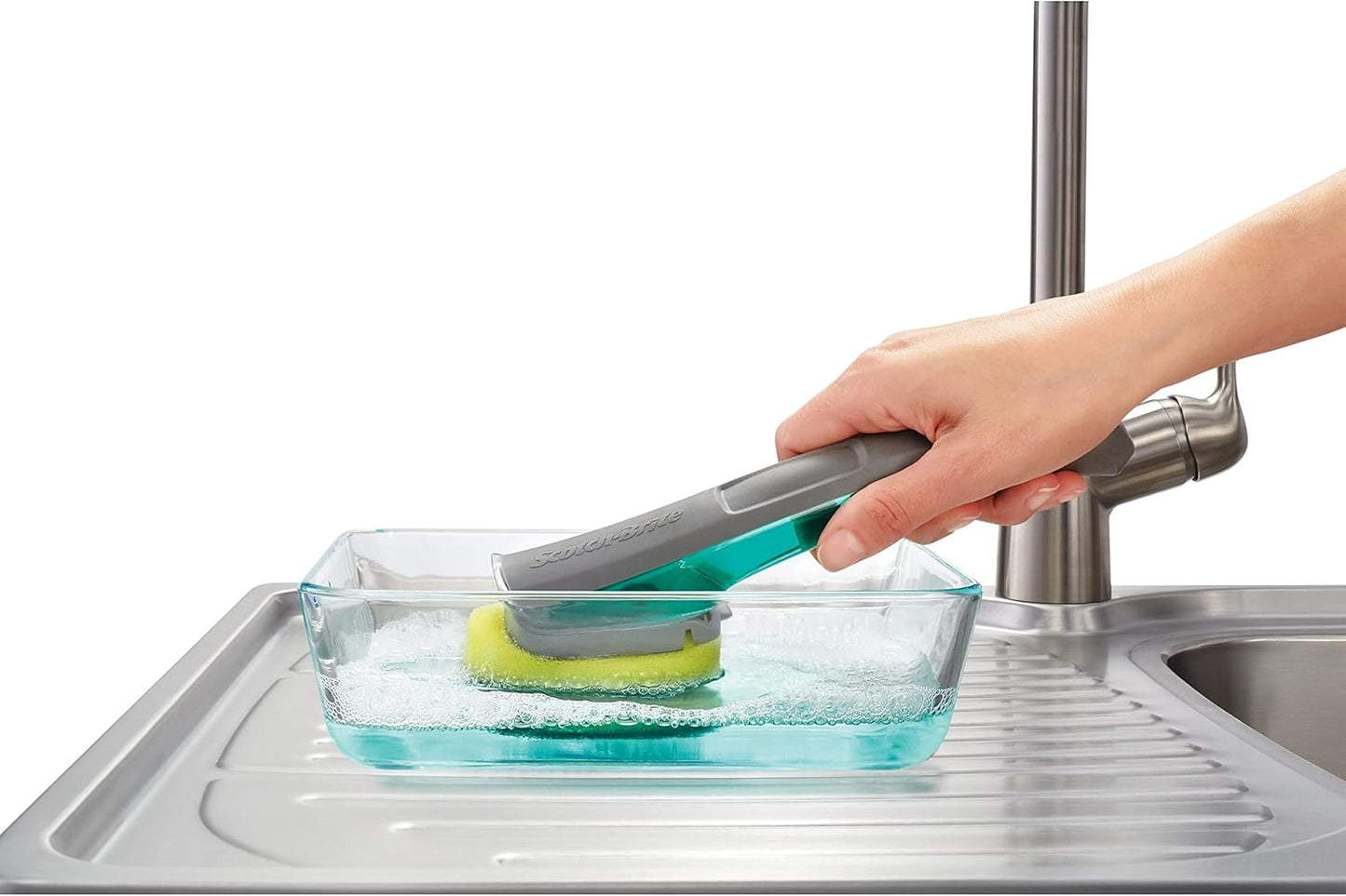 Scotch-Brite Heavy Duty Advanced Soap Control Dishwand Kit, Includes 1 Wand & 5 Refill Pads, Control Soap With A Button, Keep Your Hands Out Of Dirty Water