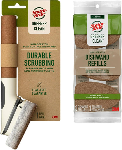 Scotch-Brite Greener Clean, Non-Scratch Dishwand Refills, Fits All Scotch-Brite Dishwands, 3 Count