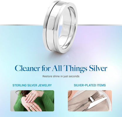 Hagerty Silver Cleaner and Tarnish Remover for Silver Jewelry, Dipping Basket Included-Kosher Certified, Made in The USA, 7 fl. oz.