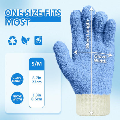 MIG4U Microfiber Dusting Gloves House Cleaning Glove for Blinds, Windows, Shutters, Furniture, and Car, Reusable Lint-Free Pink 1 Pair S/M