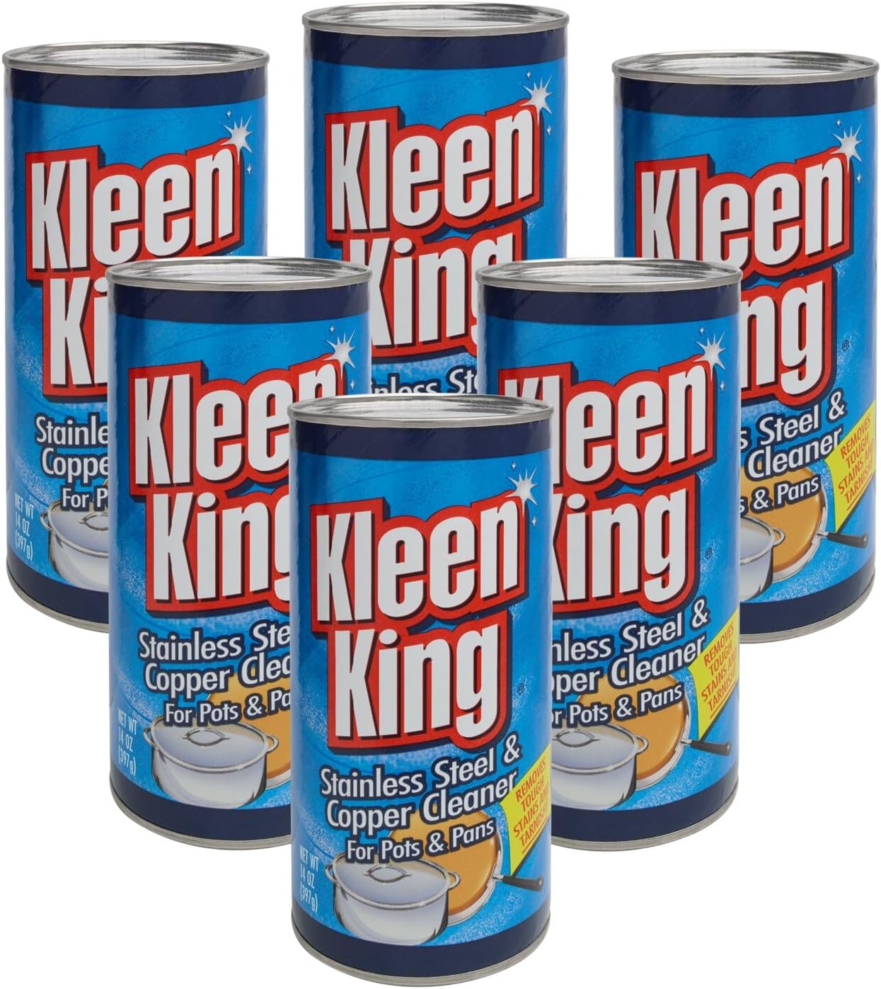 King Kleen Stainless Steel Cookware Cleaner and Copper Cleaner (14 oz, 1 Pack) Helps Remove Stains and Tarnish from Pots and Pans, Multi-Purpose Metal Cleaner, Powder Form